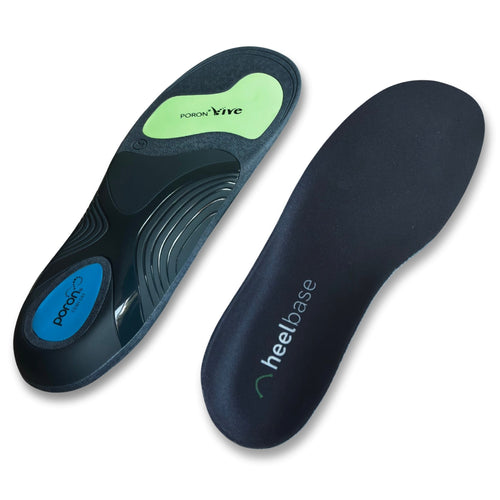 HeelBase Apex pickleball insole, top and bottom view
